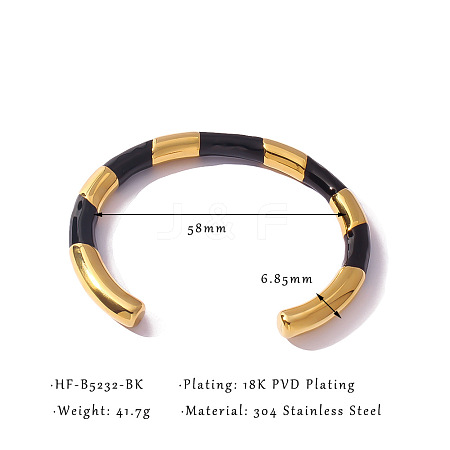 304 Stainless Steel & Enamel Cuff Bangles for Women WG4E59C-02-1