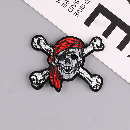 Skull Pirate Computerized Embroidery Style Cloth Iron on/Sew on Patches SKUL-PW0002-112G-1