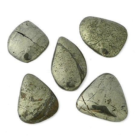 Natural Pyrite Flat Back Cabochons G-D067-03-1