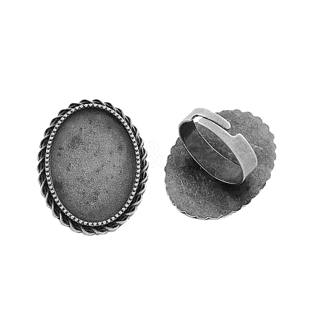 Vintage Adjustable Iron Finger Ring Components Alloy Cabochon Bezel Settings X-PALLOY-Q300-05AS-NR-1