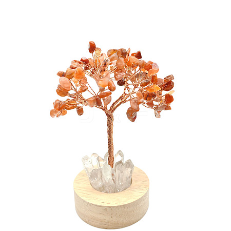 Natural Carnelian Chips Tree Night Light Lamp Decorations PW-WG63079-05-1