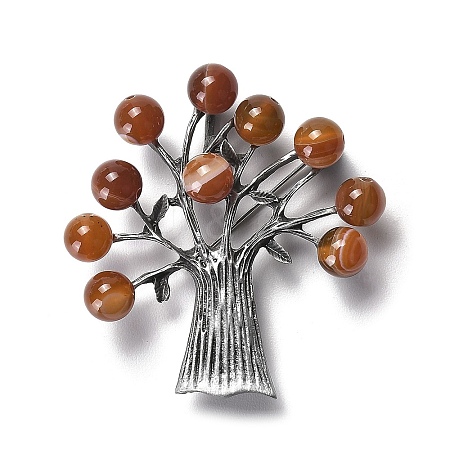 Resin Imitation Agate Tree Brooches JEWB-M033-01AS-01-1