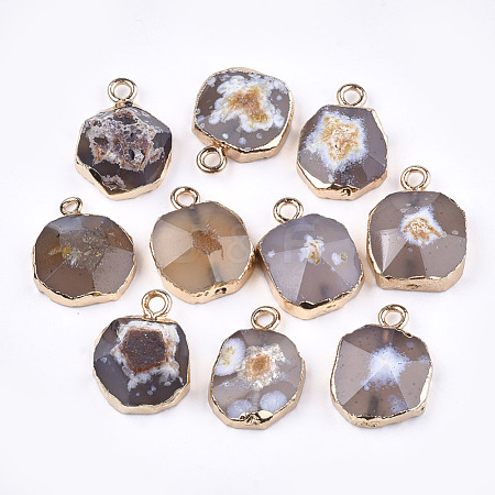 Electroplate Natural Agate Pendants G-T112-18B-1