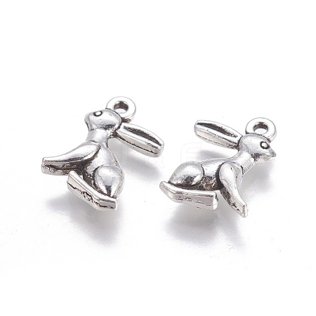 Tibetan Style Alloy Rabbit Pendants X-TIBEP-1437-AS-LF-1