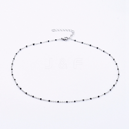 Stainless Steel Enamel Cable Chains Necklaces NJEW-JN02730-01-1