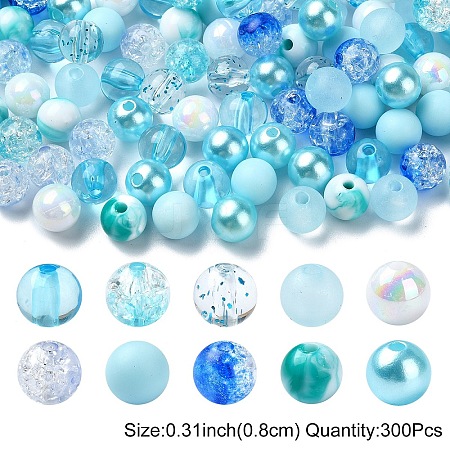 300Pcs 10 Styles Mixed Styles Acrylic Beads MACR-YW0002-99B-1