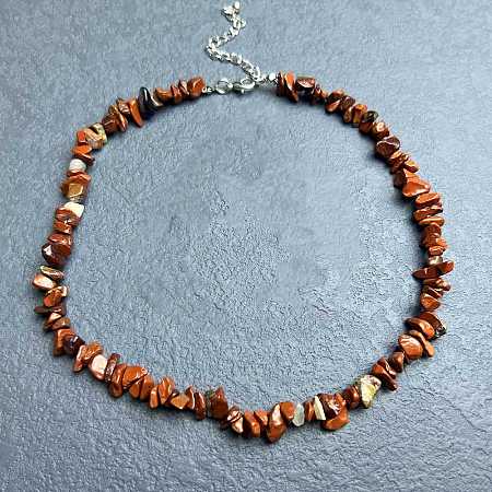 Natural Red Jasper Chip Beaded Necklaces for Women IW6789-47-1