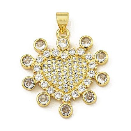 Rack Plating Brass Pave Cubic Zirconia Pendants KK-U029-07G-1