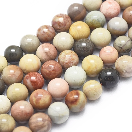  Jewelry Beads Findings Natura Ocean Jasper Beads Strands, Round, 6mm, Hole: 0.5mm, about 62pcs/Strand, 15.75