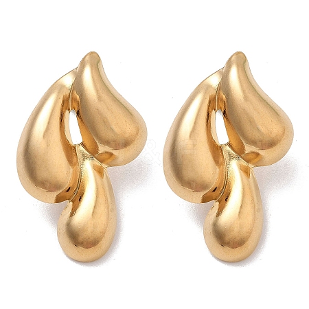 Ion Plating(IP) 304 Stainless Steel Teardrop Stud Earrings EJEW-G414-01G-1