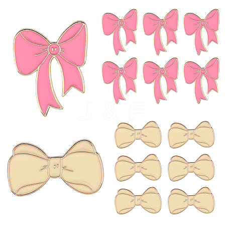 16Pcs 2 Styles Bowknot Enamel Pins JEWB-SC0001-74-1