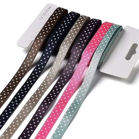 18 Yards 6 Colors Polyester Polka Dot Ribbon SRIB-C001-B05-1