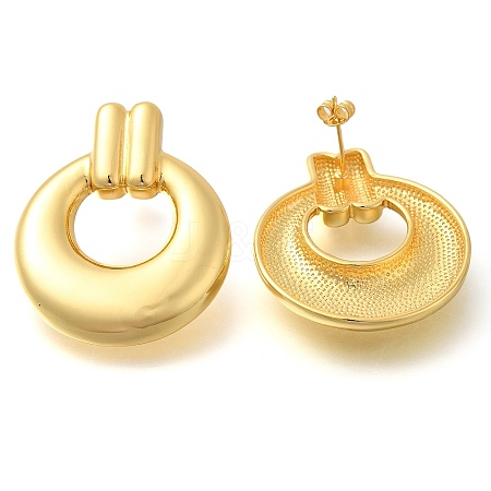 Rack Plating Ring Brass Stud Earrings EJEW-I310-05G-1