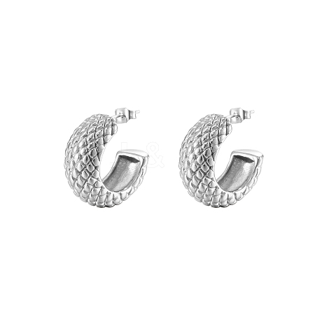 Stainless Steel C-shape Hoop Earrings for Women UO3673-2-1