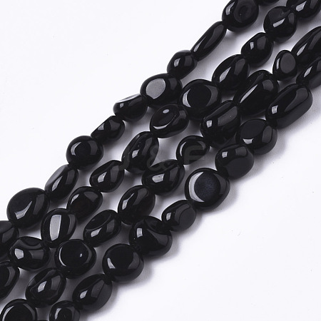 Natural Black Obsidian Beads Strands G-R465-34-1