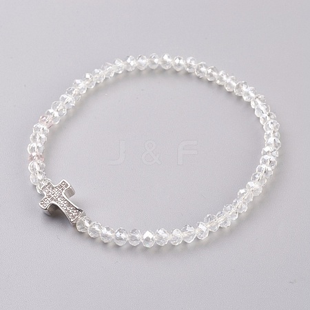 Faceted Glass Beads Stretch Bracelets BJEW-JB03815-01-1