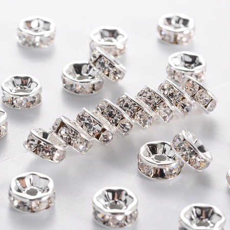 Brass Grade A Rhinestone Spacer Beads RSB037NF-01-1