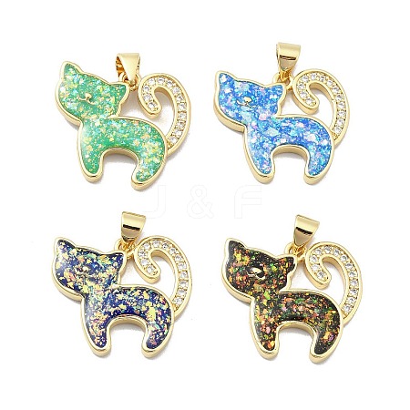 Brass Micro Pave Clear Cubic Zirconia Pendants KK-A221-17G-1