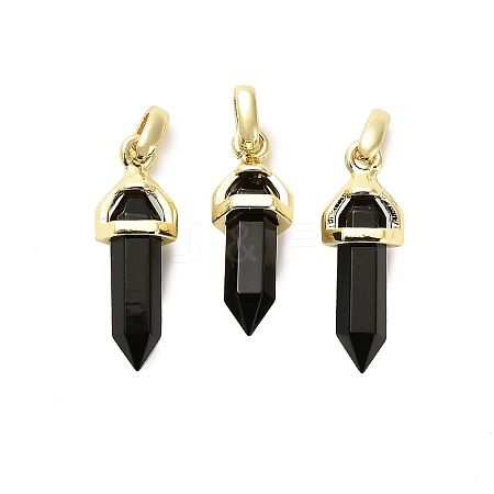 Natural Obsidian Double Terminal Pointed Pendant G-H097-01G-07-1