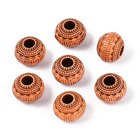 Imitation Wood Acrylic European Beads X-SACR-Q186-13-1