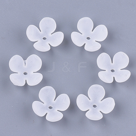 4-Petal Transparent Acrylic Bead Caps FACR-T001-14-1