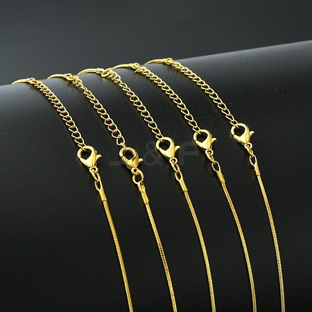 5Pcs Brass Square Snake Chain Necklace Making MAK-YW0001-23-1