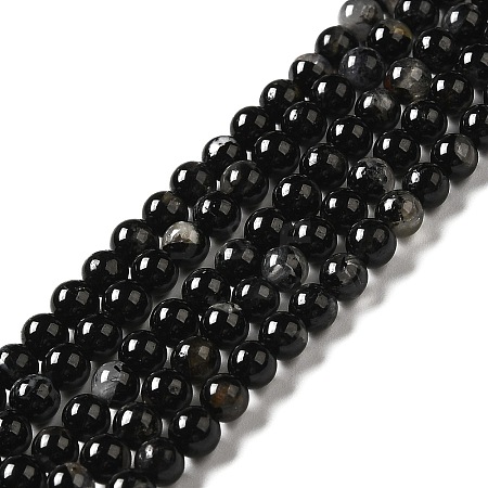 Natural Black Tourmaline Beads Strands G-F666-05-4mm-1