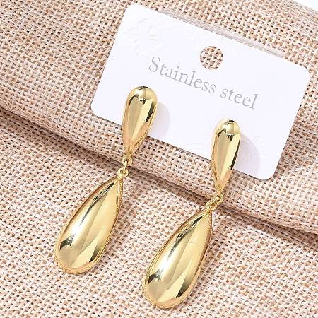 Ion Plating(IP) 304 Stainless Steel Teardrop Dangle Stud Earrings for Women EJEW-A119-12G-1