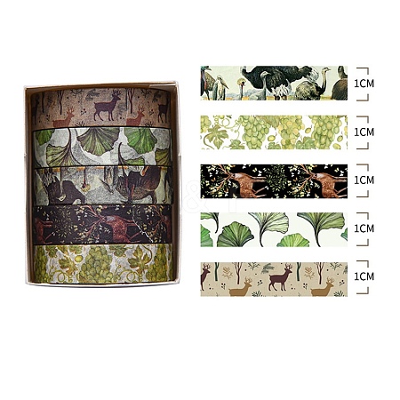 5 Rolls Forest Theme Paper Decorative Paper Tapes Set STIC-H002-05H-1