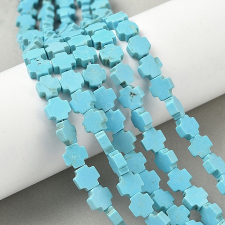 Geark Cross Natural Magnesite Beads Strands G-N0131-04D-1