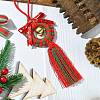 Handmade Macrame Cotton Christmas Wreath Pendant Decoration HJEW-JM02654-02-1