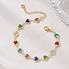 Brass Glass Link Chain Bracelets for Women BJEW-JB13563-1