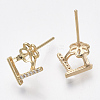 Brass Micro Pave Cubic Zirconia Earring Findings KK-S356-050G-NF-2