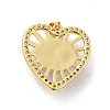 Heart with Eye Brass Micro Pave Clear Cubic Zirconia Pendants KK-G419-07G-04-3