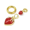 Strawberry Brass Micro Pave Clear Cubic Zirconia Spring Gate Rings KK-M322-10G-2