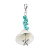 4Pcs 4 Styles Sea Animal Alloy & Natural Shell Pendant Decorations HJEW-JM02014-4