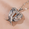 Heart Wing Brass Clear Cubic Zirconia Pendant Necklaces for Women FS-WGF93AE-01-1