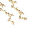 Brass Pave Clear Cubic Zirconia Leafy Branch Link Chain Bracelet Making AJEW-JB01613-2