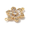 Brass Pave Clear Cubic Zirconia Flower Links Connector Charms KK-K378-24G-2