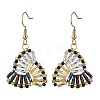 304 Stainless Steel with Glass Seed Beads Dangle Earrings EJEW-MZ00821-3