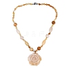 Natural Topaz Jade Flower Pendant Necklaces NJEW-N064-08D-3