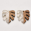 Transparent Resin & Walnut Wood Pendants X-RESI-S358-24-D02-2