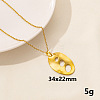 304 Stainless Steel Ovalt Pendant Necklaces SS2971-10-1