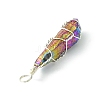 Electroplated Natural Quartz Crystal Copper Wire Wrapped Pendants PALLOY-JF02584-02-4