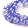 Round Natural Electroplated Blue Agate Beads G-P447-A03-01-3
