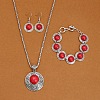 Alloy with Synthetic Turquoise Pendant Necklaces & Link Bracelets & Dangle Earring Sets WGBFEA3-05-1