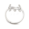 304 Stainless Steel Crescent Moon Adjustable Ring for Women RJEW-M149-11P-2