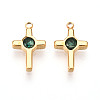 Ion Plating(IP) 304 Stainless Steel Micro Pave Cubic Zirconia Charms STAS-N110-01G-G-1