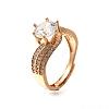 Brass Micro Pave Clear Cubic Zirconia Finger Rings for Women RJEW-R015-01G-4