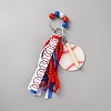 Baseball Polyester & Wood & Zinc Alloy & Acrylic Pendant Keychains KEYC-WH0036-59-1